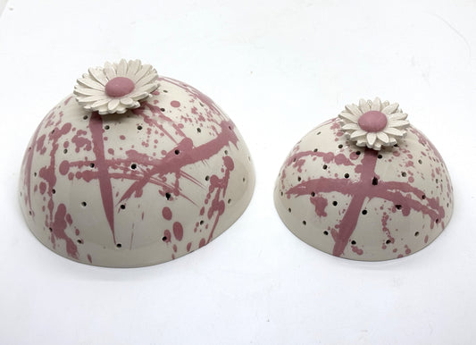 demi sphère fleur rose